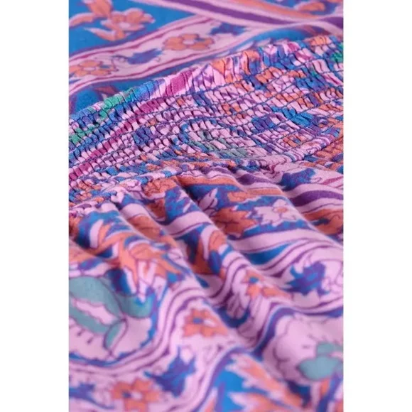 ba&sh Blossom Fanessa Maxi Skirt Blue & Pink Batik Floral Print Size 1 Small - Picture 12 of 16